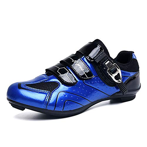 Calzado De Ciclismo para Hombre Calzado De Ciclismo De Carretera Calzado De Ciclismo Transpirable Antideslizante (38,Azul)