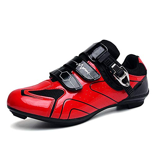 Calzado De Ciclismo para Hombre Calzado De Ciclismo De Carretera Calzado De Ciclismo Transpirable Antideslizante (41,Rojo)