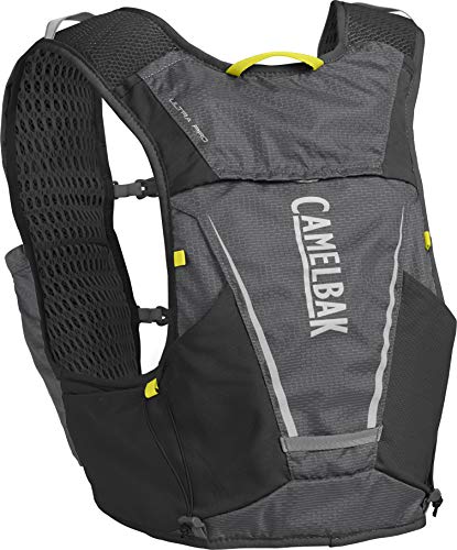 CamelBak Ultra Pro Vest 6 l + 2 Quick Stow Flask ½ (S,M,L) Run HIDRATACIÓN, Adultos Unisex, L Graphite/Sulphur Spring, 6LITROS