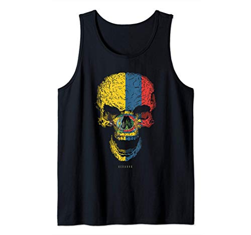 Camiseta Calavera con Bandera de Ecuador Cráneo Camiseta sin Mangas