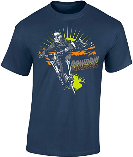Camiseta de Bicileta: Downhill Forever - Regalo para Ciclistas - Bici - BTT - MTB - BMX - Mountain-Bike - Regalos Deporte - Camisetas Divertida-s - Ciclista - Retro - Fixie Shirt (XL)
