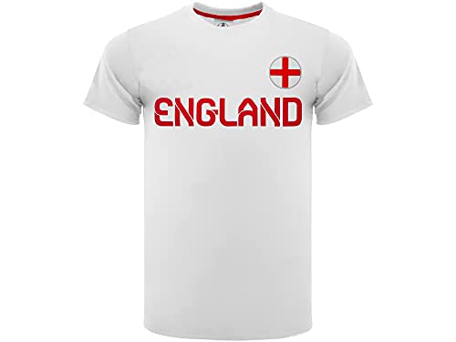 Camiseta de fútbol oficial de Inglaterra 2020. Modelo neutro. Material 100 % poliéster. Unisex. Tallas de niño/adulto. Producto con licencia oficial del club y la competición., blanco, 14 anni