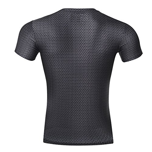 Camiseta de manga corta para hombre, manga corta, diseño de impreso en 3D, para Motion Run, manga corta (, negro, L)