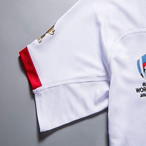 Camiseta de Rugby -2019 Copa Mundial de Rugby de Inglaterra hogar lejos Camiseta de fútbol, ​​los Hijos Adultos de Entrenamiento del fútbol Traje de Deporte (Color : White, Size : S)