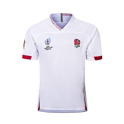Camiseta de Rugby -2019 Copa Mundial de Rugby de Inglaterra hogar lejos Camiseta de fútbol, ​​los Hijos Adultos de Entrenamiento del fútbol Traje de Deporte (Color : White, Size : S)