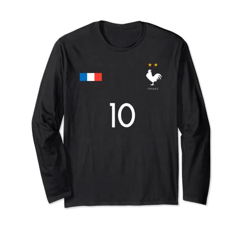 Camiseta Selección de Francia Uniforme Fútbol Numero 10 Manga Larga