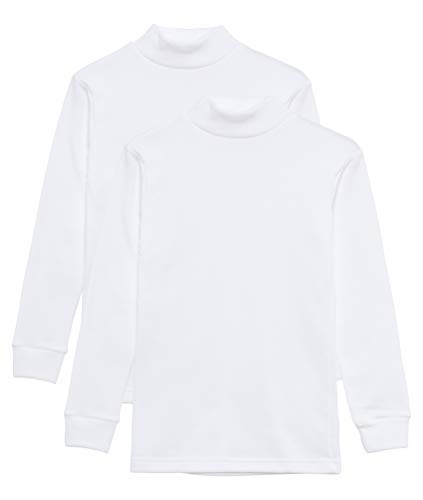 Camiseta Térmica Interior Niños Cuello Medio Alto Semi Cisne Manga Larga Colores Lisos. Pack de 2 Camisetas (Blanco, 4 años)