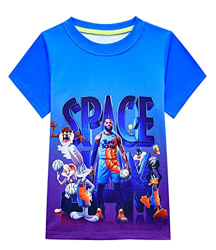 Camisetas de baloncesto para niños Space 2 Movie Toon Squad Tops Tees A New Legacy Kids Ropa deportiva de manga corta, azul, 5-6 Años