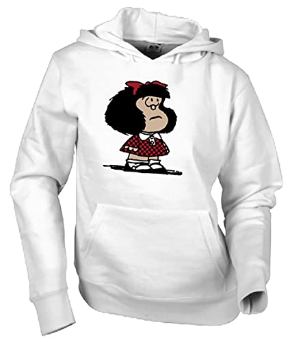 Camisetas EGB Sudadera Adulto/Niño Mafalda ochenteras 80´s Retro (Blanco, XL)