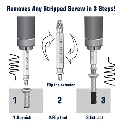 Camtek 10 Piezas Extractor de Tornillos Elimina los tornillos dañados removedor de tornillo Broca Herramienta para Sacar Tornillos Roto