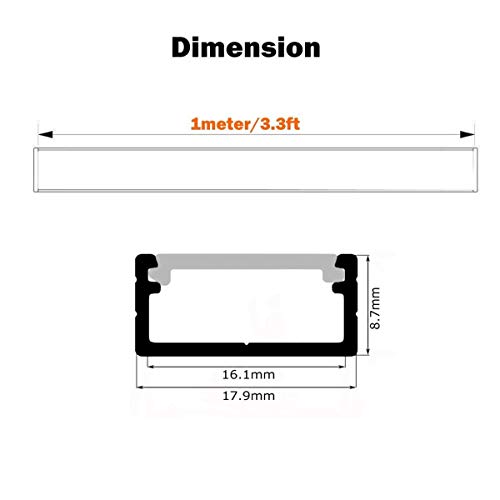 Canal de aluminio ancho, StarlandLed paquete de 10 canales de aluminio para Tira de LED 16mm con todos los accesorios de montura, perfectos para la Philips Hue LightStrip Plus