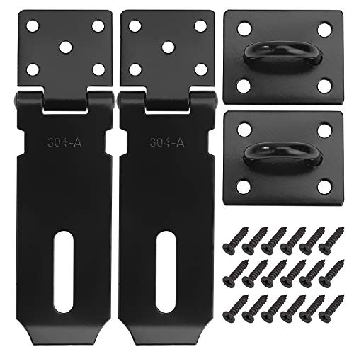 Candado Cerrojo de Acero Inoxidable 4 Pulgadas con Tornillos para Puerta Ventana Armario Accesorios de Montaje Negro 2 pares