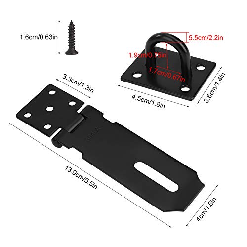 Candado Cerrojo de Acero Inoxidable 4 Pulgadas con Tornillos para Puerta Ventana Armario Accesorios de Montaje Negro 2 pares