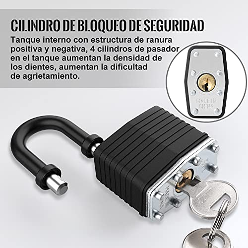 Candado con Llave, [Paquete de 2] Diyife Impermeable Candados Anticut de 40 MM para Trabajo Pesado, Cerradura de Acero Laminado,para Exterior, Armario de Gimnasio, Garaje