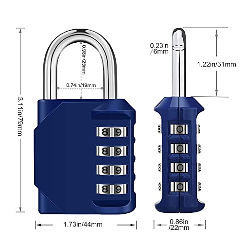 Candado de combinación ZHEGE para casillero, bloqueo de código de 4 dígitos para casilleros de gimnasio, casillero escolar, gabinete, caja de herramientas, etc. (Azul）