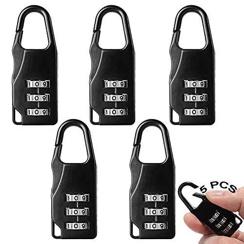 Candado Seguridad 3 Dígitos 5 Piezas Mini Candado Para Maletas Cerradura De Combinación Pequeño Impermeable Candado Taquilla Cerraduras De Equipaje De Metal Para Armario De La Mochila Equipaje Negro