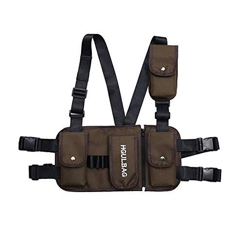 Cangurera Waist Bag Peto para Hombre Hip Hop Streetwear Unisex Streetwear Paquete De Características Táctico Militar Bandolera Cruzada Mochila Marrón Mochila