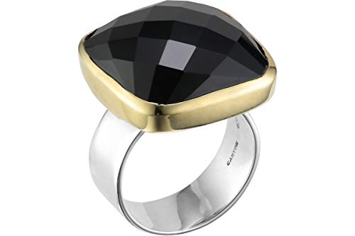 Canyon Bijoux - Anillo cuadrado de plata 925, oro de ónix negro, 11.8 g, T56