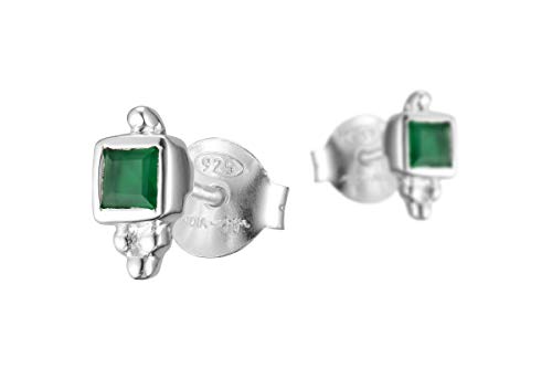 Canyon - Pendientes cuadrados de plata 925, ónix verde, 1,41 g