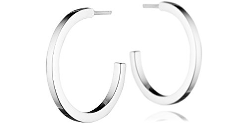 Canyon - Pendientes de aro de plata 925 pasivada, alambre cuadrado, 2,9 g, 30 mm de diámetro