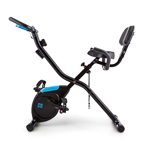 Capital Sports Azura 2 - Bicicletas estaticas, Bicicleta estatica con Altura Regulable en 7 Niveles, Bici estatica Plegable, hasta 100 kg, 8 Niveles de Resistencia, Monitor, Respaldo, Negro