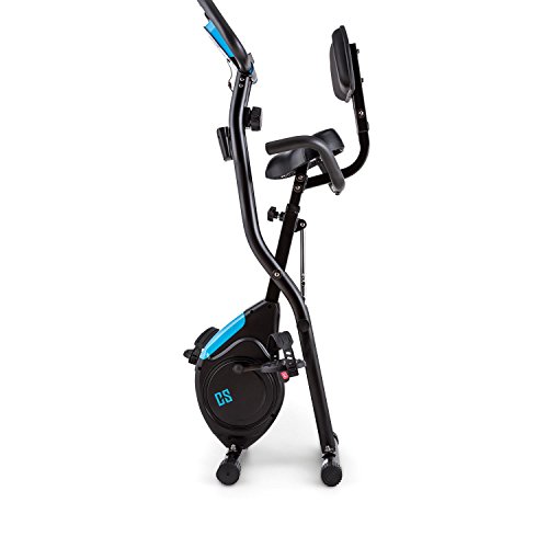 Capital Sports Azura 2 - Bicicletas estaticas, Bicicleta estatica con Altura Regulable en 7 Niveles, Bici estatica Plegable, hasta 100 kg, 8 Niveles de Resistencia, Monitor, Respaldo, Negro