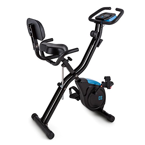 Capital Sports Azura 2 - Bicicletas estaticas, Bicicleta estatica con Altura Regulable en 7 Niveles, Bici estatica Plegable, hasta 100 kg, 8 Niveles de Resistencia, Monitor, Respaldo, Negro