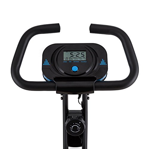 Capital Sports Azura 2 - Bicicletas estaticas, Bicicleta estatica con Altura Regulable en 7 Niveles, Bici estatica Plegable, hasta 100 kg, 8 Niveles de Resistencia, Monitor, Respaldo, Negro