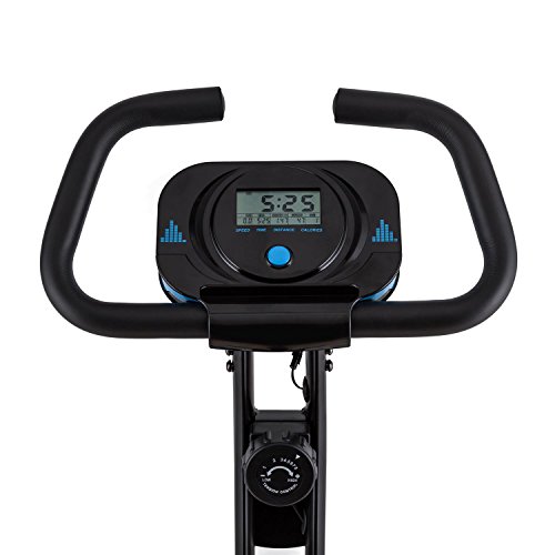 Capital Sports Azura 2 - Bicicletas estaticas, Bicicleta estatica con Altura Regulable en 7 Niveles, Bici estatica Plegable, hasta 100 kg, 8 Niveles de Resistencia, Monitor, Respaldo, Negro