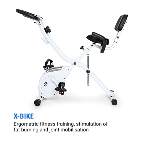 Capital Sports Azura 2 X Bike bicicleta estática - bici estática con ordenador de entrenamiento, plegable con 3 kg de volante de inercia, resistencia ajustable en 8 pasos, plateado