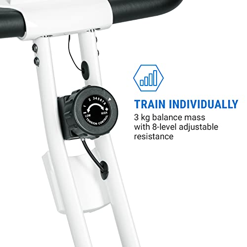 Capital Sports Azura 2 X Bike bicicleta estática - bici estática con ordenador de entrenamiento, plegable con 3 kg de volante de inercia, resistencia ajustable en 8 pasos, plateado