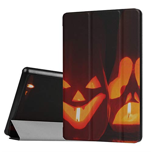 Carcasa Kindle Fire HD 8 Ghost Pumpkins en Halloween Funda para Fire Tablet 8 HD (versión 2018 2017 2016, 8a / 7a / 6a generación) con Auto Wake/Sleep