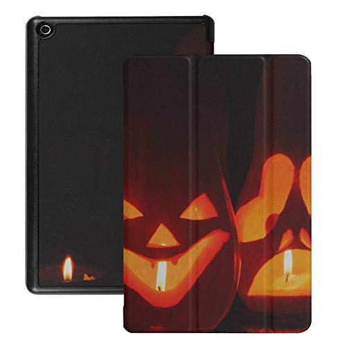 Carcasa Kindle Fire HD 8 Ghost Pumpkins en Halloween Funda para Fire Tablet 8 HD (versión 2018 2017 2016, 8a / 7a / 6a generación) con Auto Wake/Sleep