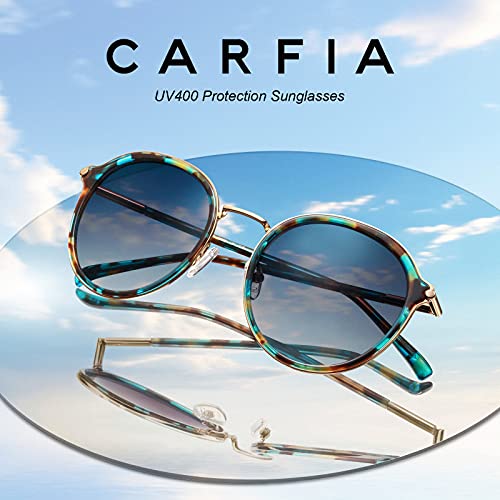 Carfia Gafas de sol Mujer Polarizadas Redondas con Protección UV para Conducir al Aire Libre