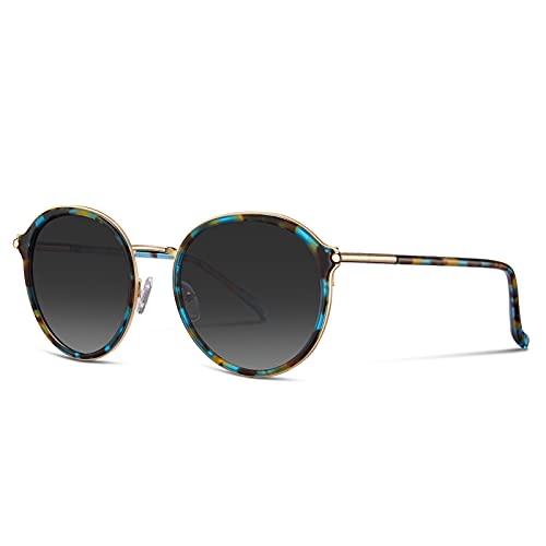 Carfia Gafas de sol Mujer Polarizadas Redondas con Protección UV para Conducir al Aire Libre