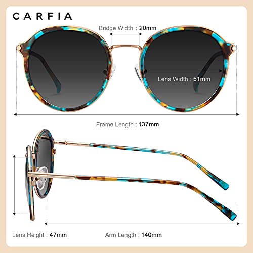 Carfia Gafas de sol Mujer Polarizadas Redondas con Protección UV para Conducir al Aire Libre