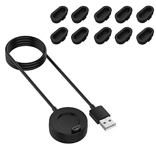 Cargador Compatible con Garmin Fenix 6X PRO/6X/6/5X/5S/5, Cargador Garmin Forerunner 55/Forerunner 935/Vivoactive 3/3 Music/4/4S,Garmin Venu 2/2S,Cable de Carga USB Cargador+Tapones de Polvo Silicona