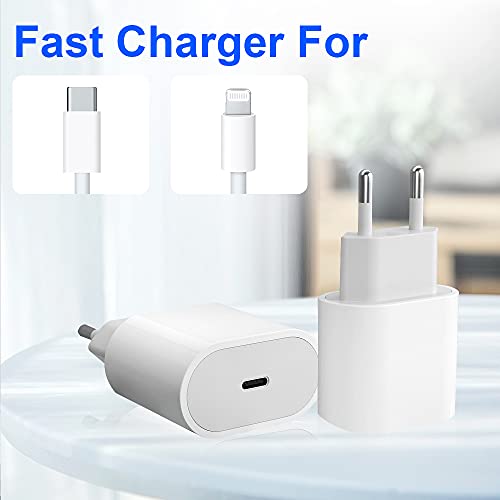 Cargador rápido USB C, Cargador PD de 20 W, certificado MFi, cable C a Lightning de 6 pies, adaptador de cargador tipo C, adecuado para iPhone 13/13 Mini/13 Pro/13 Pro Max/12/11/SE/iPad Pro