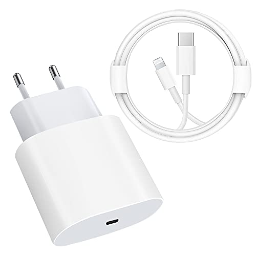 Cargador rápido USB C, Cargador PD de 20 W, certificado MFi, cable C a Lightning de 6 pies, adaptador de cargador tipo C, adecuado para iPhone 13/13 Mini/13 Pro/13 Pro Max/12/11/SE/iPad Pro