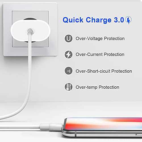 Cargador rápido USB C, Cargador PD de 20 W, certificado MFi, cable C a Lightning de 6 pies, adaptador de cargador tipo C, adecuado para iPhone 13/13 Mini/13 Pro/13 Pro Max/12/11/SE/iPad Pro