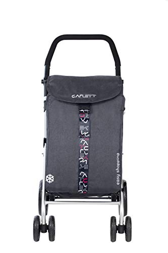 CARLETT - Carro de la Compra de 4 Ruedas Plegable con Bolsa Isotérmica de 11L de Capacidad | Carrito de Gran Capacidad de 65L/32kg con Manillar Regulable y Freno de Seguridad | Modelo Lett470 | Gris