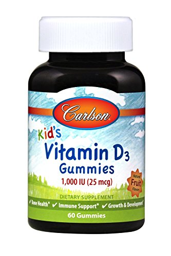 Carlson Labs Niños Vitamina D3 Gomitas, 1000 Ui Frutas Naturales 60 Unidades 170 g