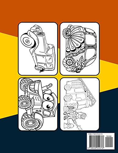 Cars, Trucks and Vehicles Coloring Book For Kids: Fun, Easy and Relaxing Coloring Book For Kids Ages 2-4 4-8 8-12 Includes Cool Cars, Trucks, Bikes, Planes, Boats, Vehicles and More!