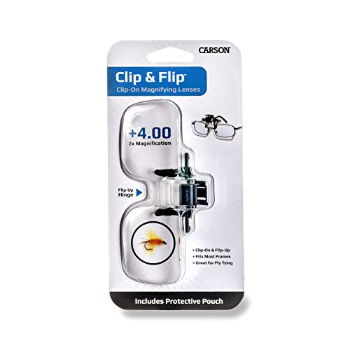 Carson Clip and Flip Lupa Abatible para Anteojos, Aumento de 2x (+4.00 Dioptrías)