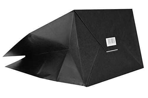 Carte Dozio - Lote de 50 bolsas de papel kraft con fondo cuadrado, color negro, asa plana, 32 + 22 x 34 cm