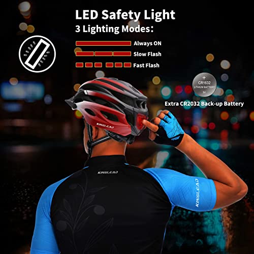 Casco Bicicleta Adulto,KINGLEAD Casco Bicicleta Hombre Mujer Casco Bicicleta con Luz LED y Visera Certificado CE Ligera Casco de Bicicleta MTB Ajustable Casco Bicicleta Carretera 26 Ventilaciones