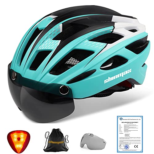 Casco bicicleta/Casco Bicic con luz,Certificado CE, casco bicicleta adulto con Visera Magnética Desmontable Gafas de Protección Super Light Casco Integral de Bicicleta Skateboarding Ski & Snowboard