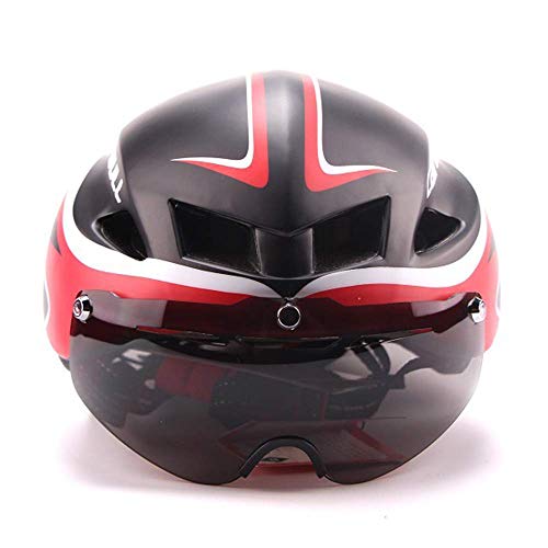 Casco de bicicleta para hombre y mujer, casco de ciclismo de carretera, contrarreloj de competición TT CE, casco de ciclismo EPS+carcasa de PC con lente de ciclismo hebilla rápida y pato turbo, D, A