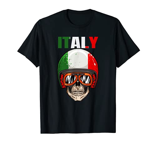 Casco de la bandera italiana con diseño de calavera y cultura de la sangre italiana Camiseta