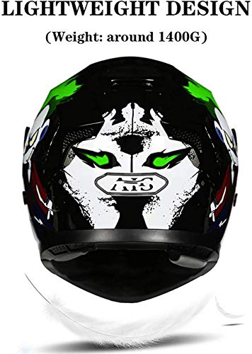 Casco De Moto Con Doble Visera, Certificación ECE Adultos Modular Integral Casco Moto Para Ciclomotor Motocicleta Y Scooter Mujer Hombre Verde Rojo Negro 1, L=(59~60CM)